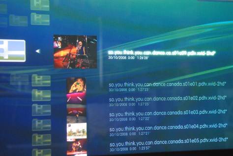 PS3 showing thumbnails of videos